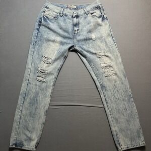 Kaalu Jeans Mens 40x30 Blue Denim Straight Acid Wash